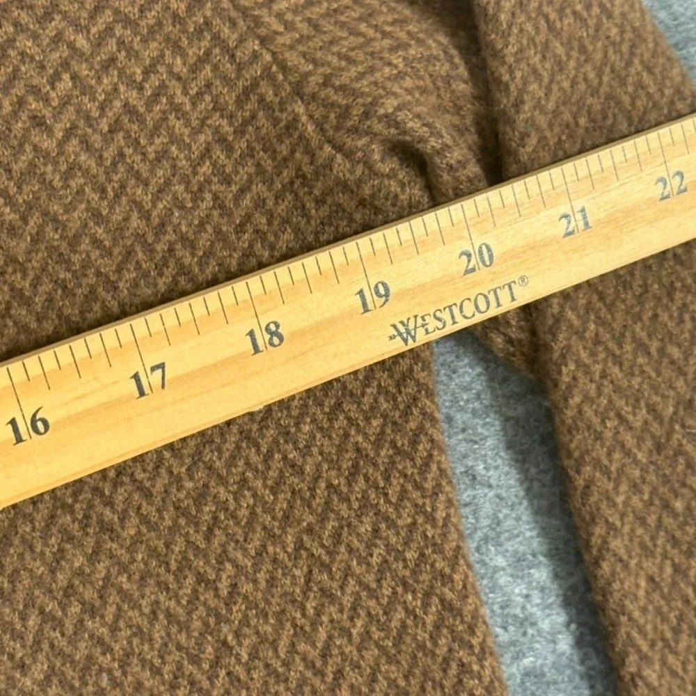 VTG Polo Ralph Lauren Mens Brown Herringbone Merino Wool Mock Neck Sweater Large